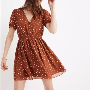 MADEWELL Smocked- Waist Mini Dress In Inkspots Dots